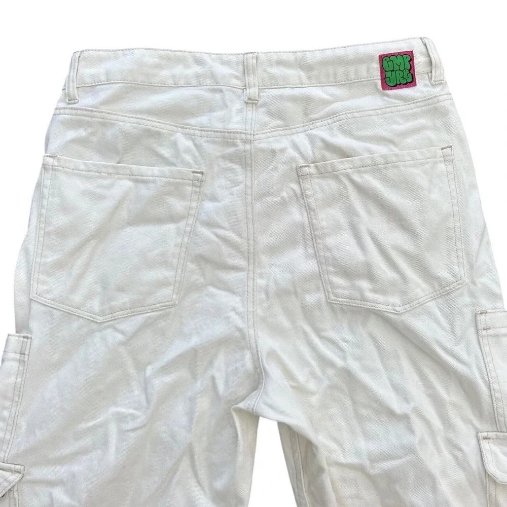 Empyre Tori Off White Baggy Skate Pants Mens 33 Cream Denim Cargo Y2K Streetwear
